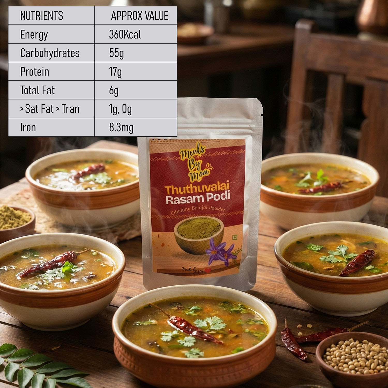 Untitled-1_0001_04 Authentic Rasam Podi – Small Batch, No Preservatives - 100gm - Image 1