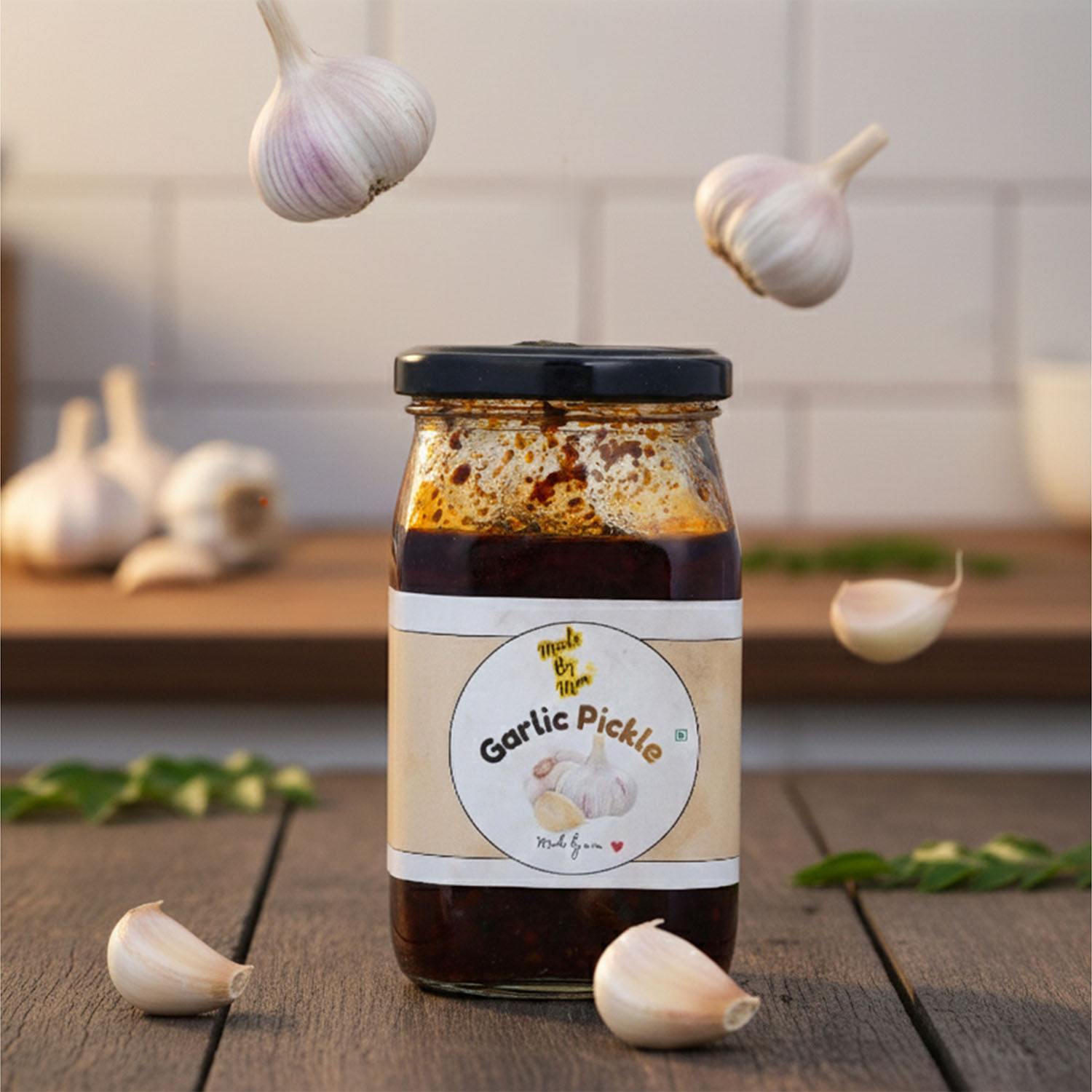 Untitled-1_0005_02 Authentic Garlic Pickle – Homemade, No Preservative - 365gm - Image 1